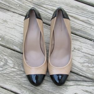 Ann Taylor Quilted Tan & Black Pumps Size 9 1/2M